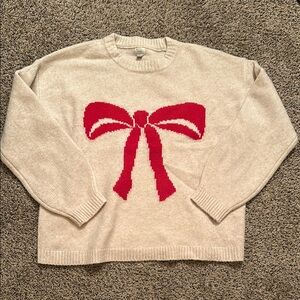 Red Bow Cream Sweater ✨